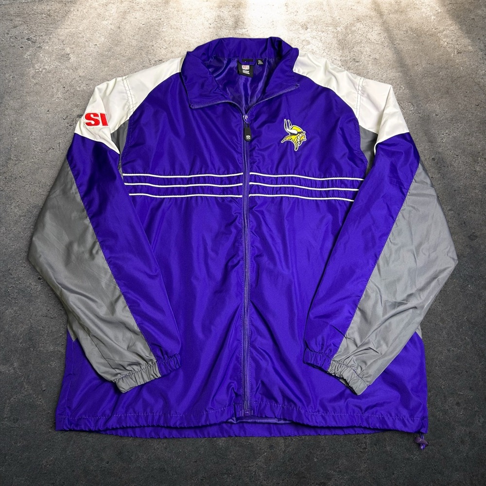 Vintage Minnesota Vikings Reebok NFL Windbreaker Jacket Purple Size XL Y2K